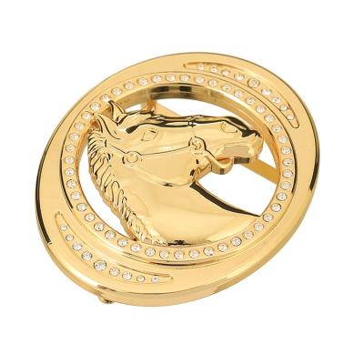 China Custom 68MM Nickel Free Luxury Rhinestones Alloy Gold Metal Engraved Belt Buckle For Belt Leather Accessories for sale