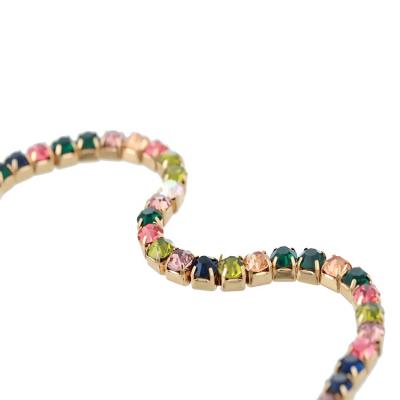 China Shiwang Diamond Gold Metal Trims Colorful Crystal Rhinestone Chain For Sale Eco-friendly/Nickel Free/Durable Factory Price for sale