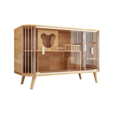 China 2022 New Design Cat House Wooden Cat Villa Double-Layer Solid Wood Indoor Cat Cage Stored for sale