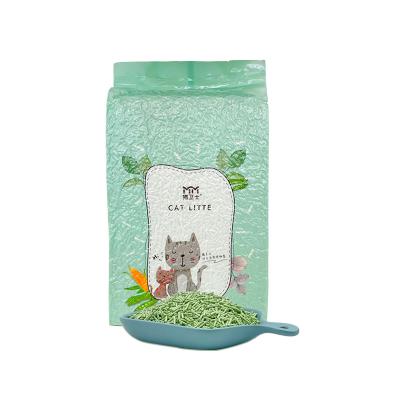 China 100% Bulk Sand Tofu Shape Stocked Ball Green Tea Eco-Friendly Natural Cat Litter for sale