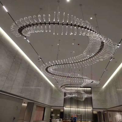 China Large Customizable Hotel Lobby Luxury Modern Wedding Long Glass Chandelier for sale