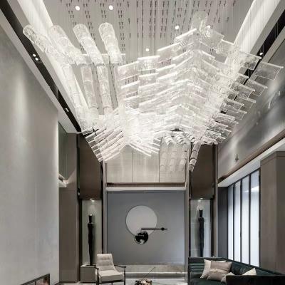 China Luxury glass led pendant light for restaurant hotel transparent chandelier lamp indoor decorative lighting for sale