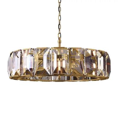 China Classic American Neo Mordern Fashion Low Ceiling Vintage 24K Gold Plated Crystal Chandelier for sale