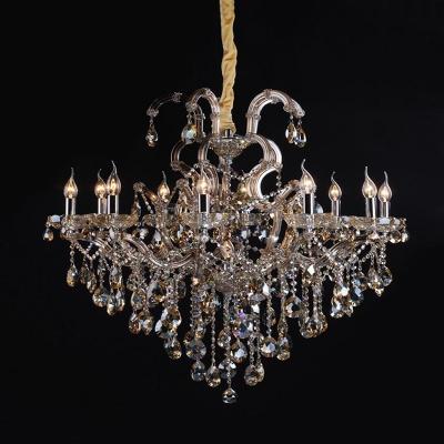 China Luxury Transparent Crystal Ceiling Decoration Staircase Lighting Villa Lamp Maple Leaf Crystal Lamp for sale