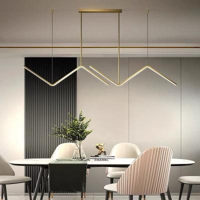 China Modern Long Strip Dining Room Bedroom Led Nordic Dining Table Chandelier for sale