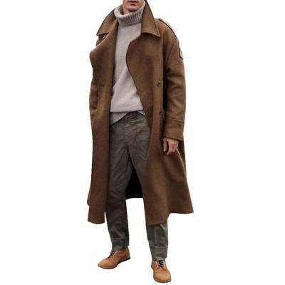 China Anti-Wrinkle Mens Classic Wool Overcoat Long Wool Blend Single Breasted Jackets Ditch Coat Men Top for sale