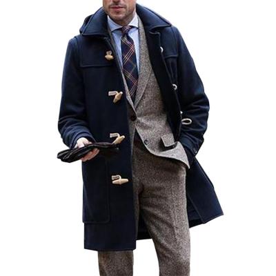 China Anti-Wrinkle Mens Wool Duffle Cotton Hoodie Overcoat Horn Button Men Ditch Coat for sale