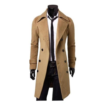 China Anti-wrinkle Mens Wool Blend Winter Long Jacket Overcoat Men Cross Trench Coat for sale