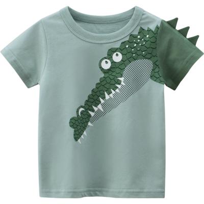 China Crocodile Print Anti-Shrink Cartoon Summer Cotton T-shirt Baby Boy Kids OEM T-shirts Graphic Kids for sale