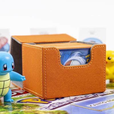 China Fashion Sanseking Leather Magnetic Flip Cover Deck Box Storage Collector Card Case Container PU Game Business Card Holder for sale