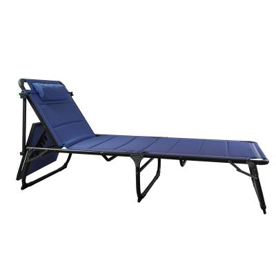 China Modern Outdoor Aluminum Foldable Comfortable Camping Bed Lounge Chair With Sunshade for sale