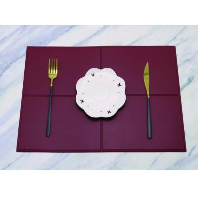 China Durable PU Table Mats Faux Leather Non-Slip Stain Heavy Duty Dining Table Place Mat for sale