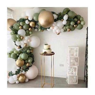 China Party Decoration 152pcs Balloon Arch Kit Retro Green Balloon Garland Set Sage Green White And Metallic Chrome Gold Balloons For Party Wedding for sale