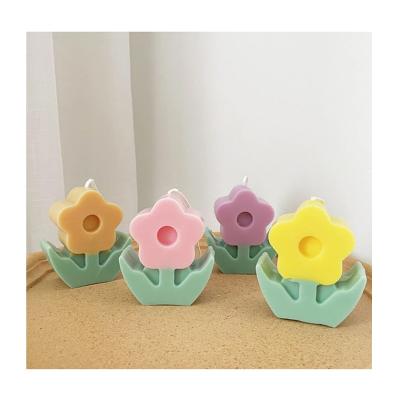 China Birthdays Flower Soy Scented Wax Candles Interior Home Decoration Ornament Fragrance Handmade Floret Candles Candlestick Decorations for sale