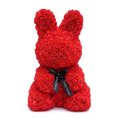 China Beautiful Wholesale Colorful Valentine Gift High Quality Forever Teddy Rose Bear Rabbit Factory for sale