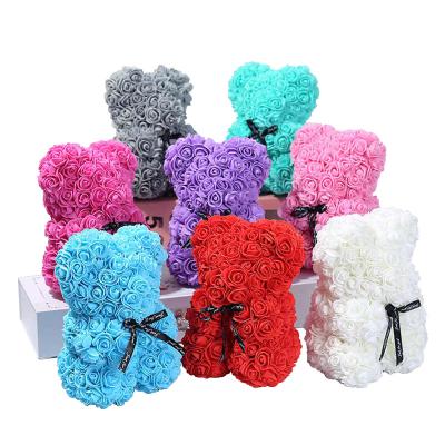 China 25CM 40CM Lovely Colorful Foam Flower Teddy Bear Rose Bear Valentine Days Gift Anniversary Gift Heart Bear Wedding Party Decoration for sale