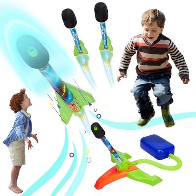 China Kids Toy Outdoor Play Rocket Launcher Toy Stomp Air Pressure Kids Play Jump Dueling Foam Rocket for sale