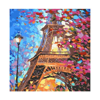 China 40x50Cm Modern Eiffel Tower Landscape DIY Canvas Digital Painting Acrylic Painting Set By Numbers for sale