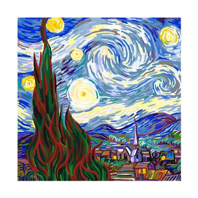 China Modern Van Gogh Life Painting The Starry Night Pintura De Numeros DIY Still By Number Kit Handmade Oil Painting On Canvas With Frame for sale