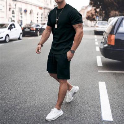 China Other Hot Selling Custom Logo Mens Workout Sets Shorts Solid Color 2 Piece Shorts Set Shirt And Plus Size Shorts Set Men Cotton for sale