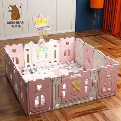 China Indoor Portable Plastic Playpen Kids Safety Foldable Baby Play Fence Barrier for sale