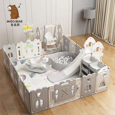 China Portable Indoor Square Folding Design Foldable Toddler Castle Hutch Full Set Kids Fence Baby Playpen for sale