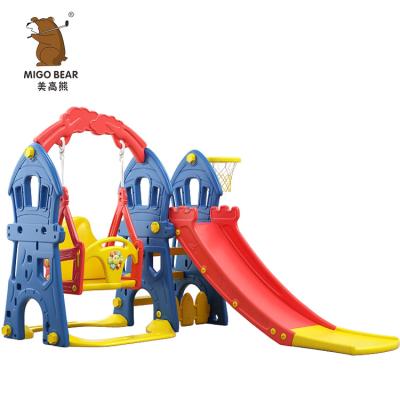 China 0-8 Years Sell New Design Kids Indoor Toy Toddler Baby Play Slide and Swing Plastic Wholesale Set for sale