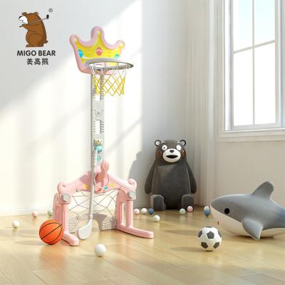 China Hot sale kids toys box frame indoor sports basketball hoop home mini shooting rack can lift baby plastic basketball rack for sale