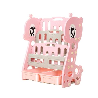 China Colorful Kindergarten Home Shelf Study Pink Shelf Corner Shelf With Drawers for sale