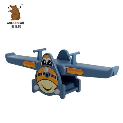 China Factory Price Plastic Airplane Shape Plastic Kids Seesaw Indoor Plastic Double Seat Kids Playground Seesaw for sale