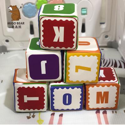 China Construction Toy Cartoon Early Educational Baby Soft Square Sponge Building Block for sale