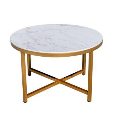 China Durable sintered stone sofa side table gold metal frame with Carrara white color top-32 for sale