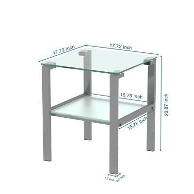 China Double Small Square Tea Table Extendable Glass Side Sash Table Store Content Bottom Frame for sale