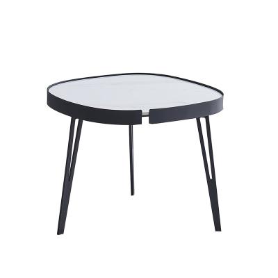 China Modern Extendable Metal Console Table Black Metal Frame With Chipboard Stone Table Top Sofa Coffee Table for sale