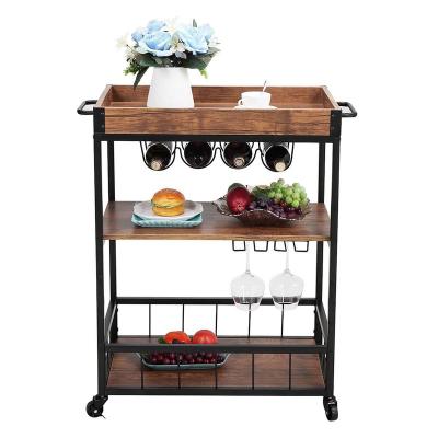 China Removable Cover Iron Kitchen Cart Storage Shelf Wine Rack Wine Bottle Rack Modern Dismountable Sideboard Cabinet for sale