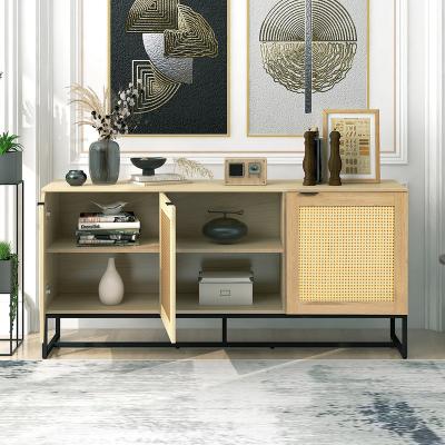 China Modern Dining Furniture Rattan Cabinet Door Kitchen Storage Cabinet Natural TV Cabinet for sale