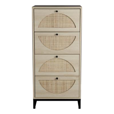 China Other Natural Rattan Accent Furniture Braid Drawer Vertical Wood Store Content Cabinet for sale