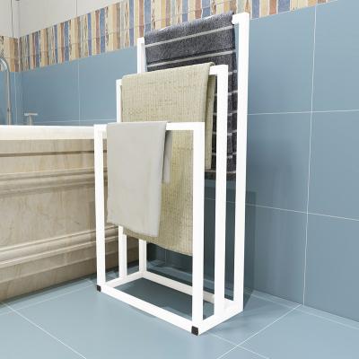 China Stocked Contracted Fashion Three Tier Metal Free Standing Towel Rack Bathroom Accessories Rack for sale