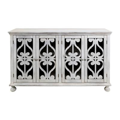 China PANEL Vintage Cutout Four Door Storage Cabinet Luxury Wooden Sideboard Cabinet for sale