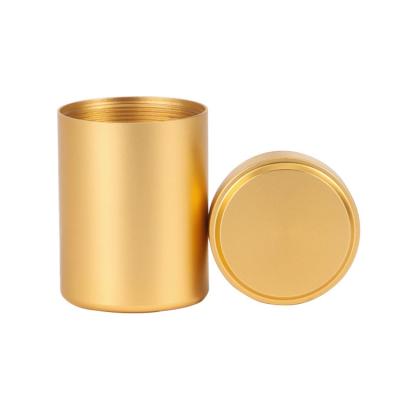 China No Seal Aluminum Brass Gold Black Spice Airtight Storage Container Jars With Lid For Herb Tobacco Tea for sale