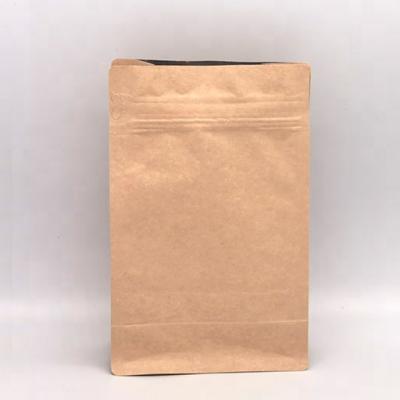 China Kraft Paper Moisture Proof Coffee Bag With Valve 100g Kraft Paper Flat Bottom Coffee Bag Craft Paper Pouch Plastic Packaging Bag With Valve for sale