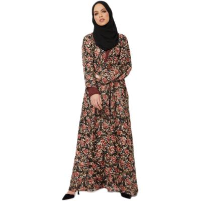 China Muslim Islamic Turkish Floral Abaya Hijab Dress Dubai Oman Cardigan Long Dress Daily Casual Formal Women for sale