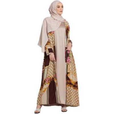 China Muslim Islamic Clothing Dubai Floral Robe Youth Long Dress Arabic Malaysian Formal Daily Casual Women Muslim Maxi Dress for sale