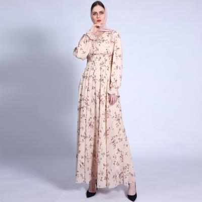 China 2022 New Design Women's Daily Casual Formal Women's High End Muslim Dubai Chiffon Floral Dress Arabic Design for sale