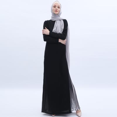 China Daily Casual Formal Muslim Arabian Robes Youth Ladies Malaysia Arabian Patchwork Striped Abaya Islamic Clothing for sale