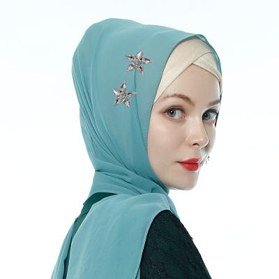 China New Design Daily Casual Formal High Quality Scarf Muslim Classic Soft Shiny Hijab Shawl Star Pentagon Hijab Shawl for sale