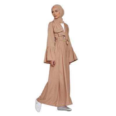 China Solid Color Daily Casual Formal Women Middle East Islamic Clothing Abaya Wrap Dress Maxi Kimono Abaya Dresses Women Long Sleeves for sale