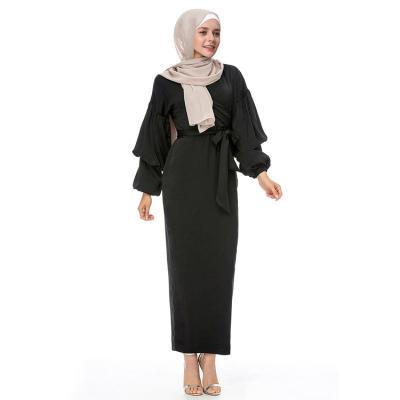 China Fashion Casual Modern Bubble Sheath Turkish Dresses Wear Islamic Abayas Women's Muslim Turban Clothing Modest Dresses for sale