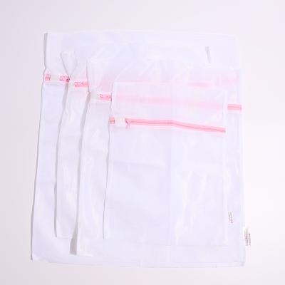 China Durable Pink Zippered Mesh Washing Bag Household Washing Machine Bag Underwear Bra Laundry Bag for sale