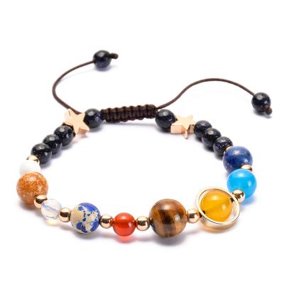 China TRENDY Solar System Bracelet Universe Galaxy Eight Planets Bracelet Natural Stone Beads Star Guardian Bracelets For Women Jewelry for sale